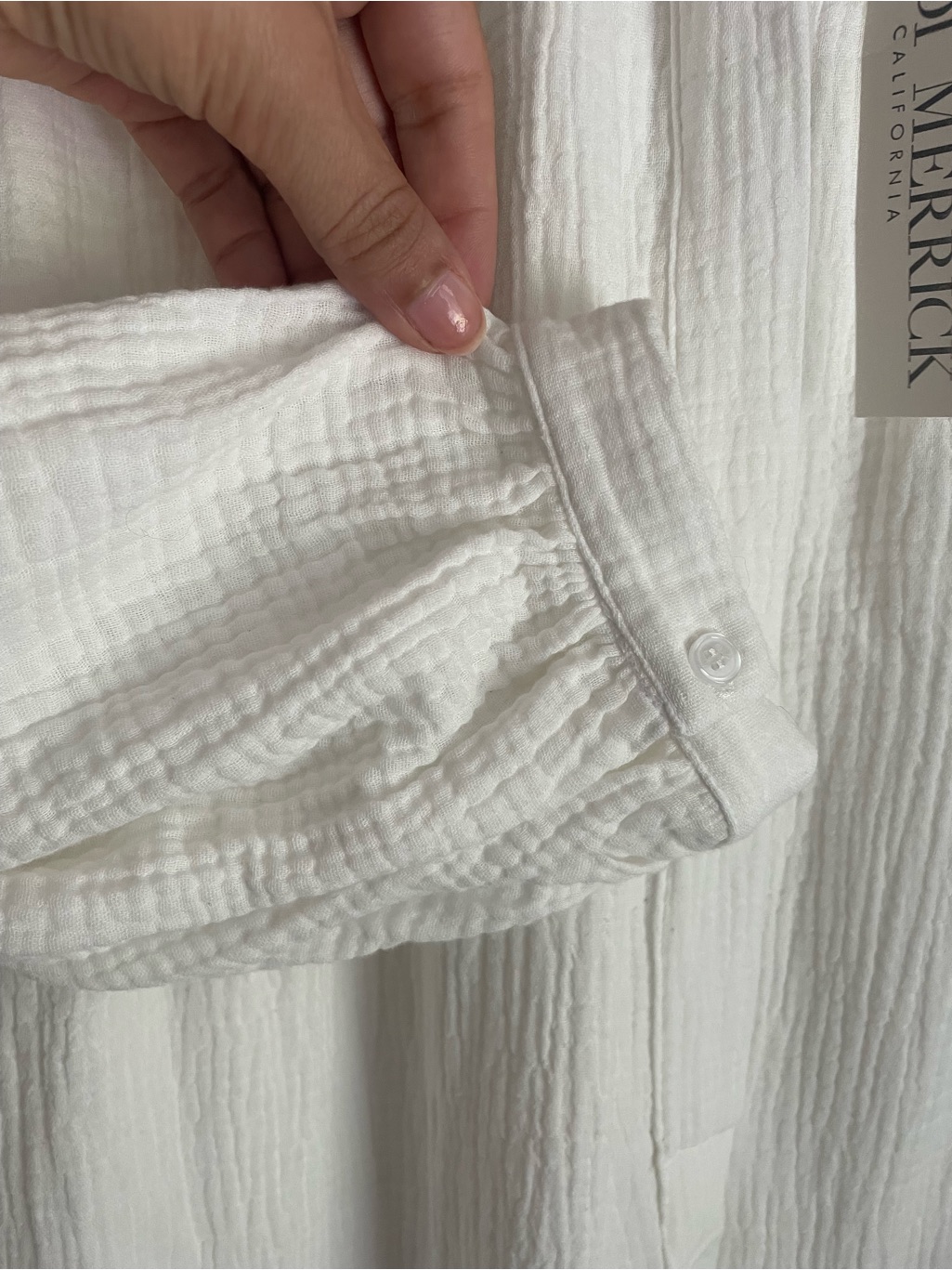 Heidi Merrick White Cotton Double Gauze Kaftan Midi Dress Size L Flawed Read — image 4 of 8